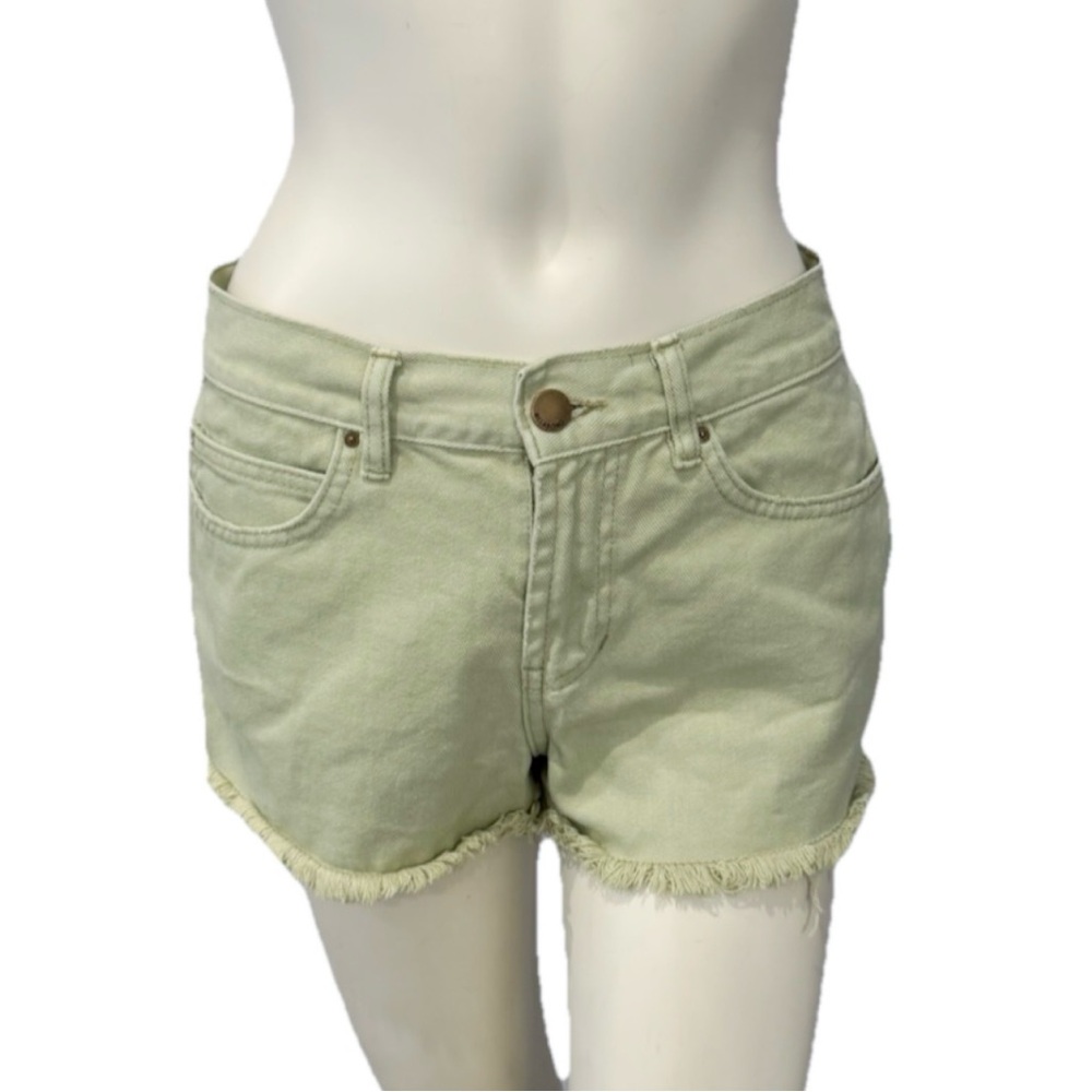 Billabong Green Denim Cutoff Shorts Size 26 Frayed Hem
